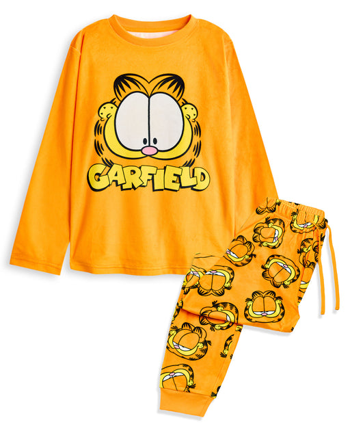 Garfield Big Face Womens Orange Long Sleeve Long Leg Pyjama Set