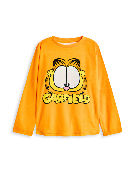 Garfield Big Face Womens Orange Long Sleeve Long Leg Pyjama Set