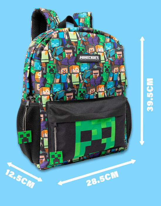 Minecraft Backpack For Boys Kids Black Gamer Bag School Rucksack