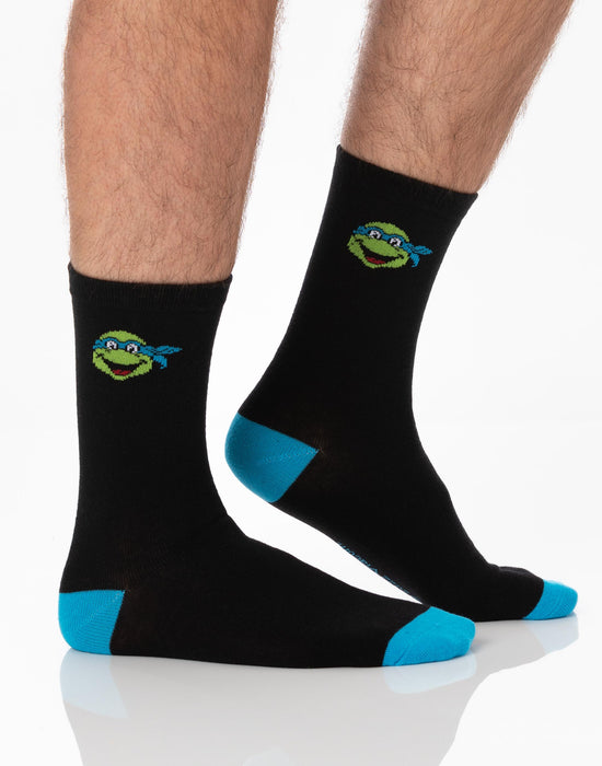 Teenage Mutant Ninja Turtles Mens Black Calf Socks Set of 5