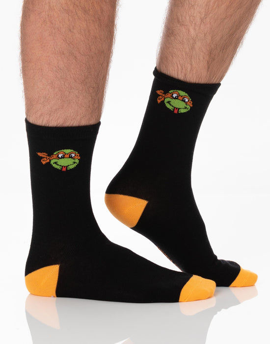 Teenage Mutant Ninja Turtles Mens Black Calf Socks Set of 5