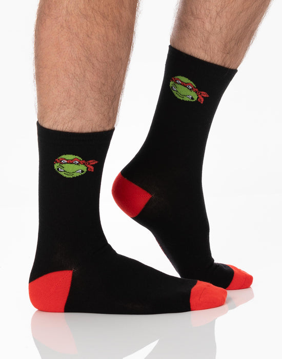 Teenage Mutant Ninja Turtles Mens Black Calf Socks Set of 5