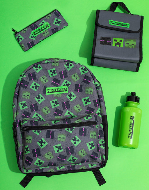 Minecraft Creeper Boys Grey 4 Piece Backpack Set