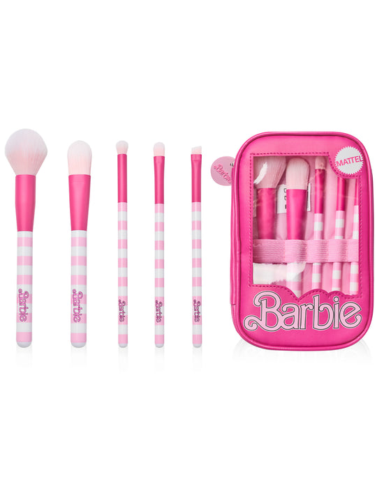 Barbie Retro Stripe Womens Pink Makeup Brush Set