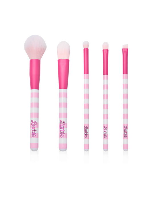 Barbie Retro Stripe Womens Pink Makeup Brush Set