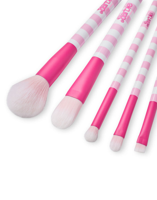 Barbie Retro Stripe Womens Pink Makeup Brush Set