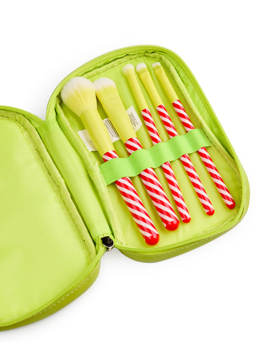 The Grinch Character Face Womens Green Makeup Brush Set