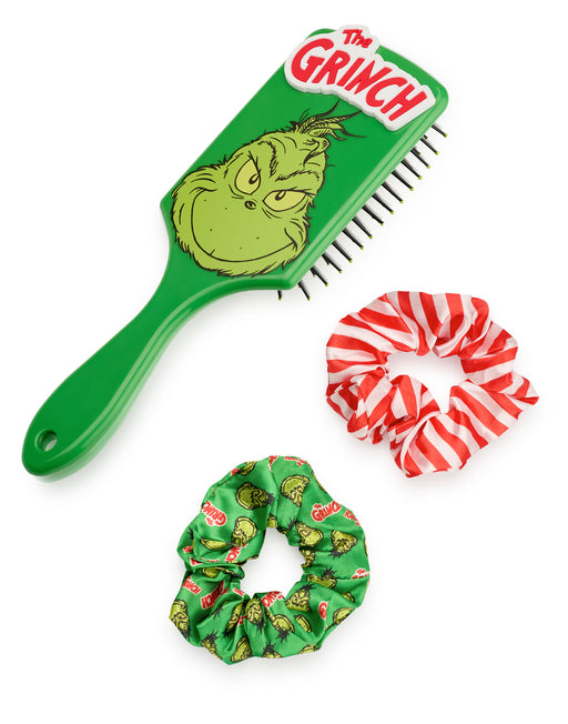 The Grinch Character Face Womens Multicoloured Hair Brush and Scrunchie Set