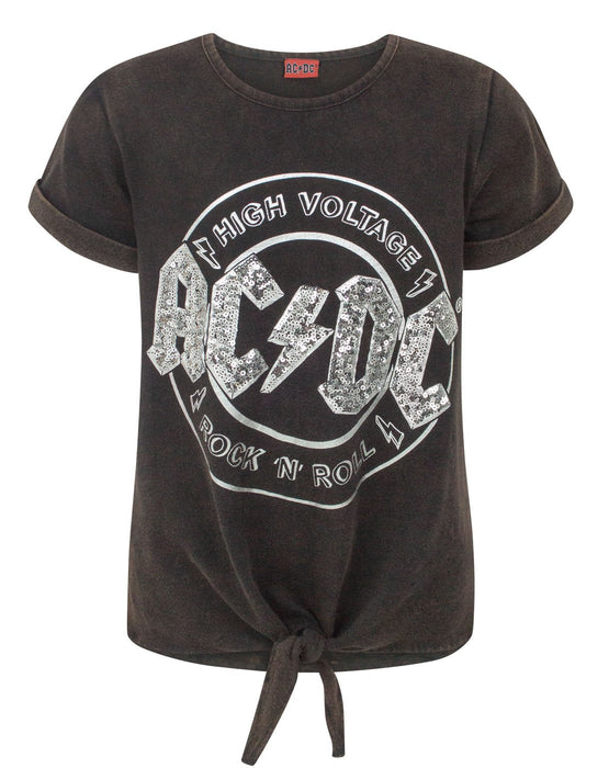 AC/DC Girls Grey Short Sleeved T-Shirt