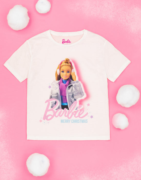 Barbie Girls Christmas White T-Shirt