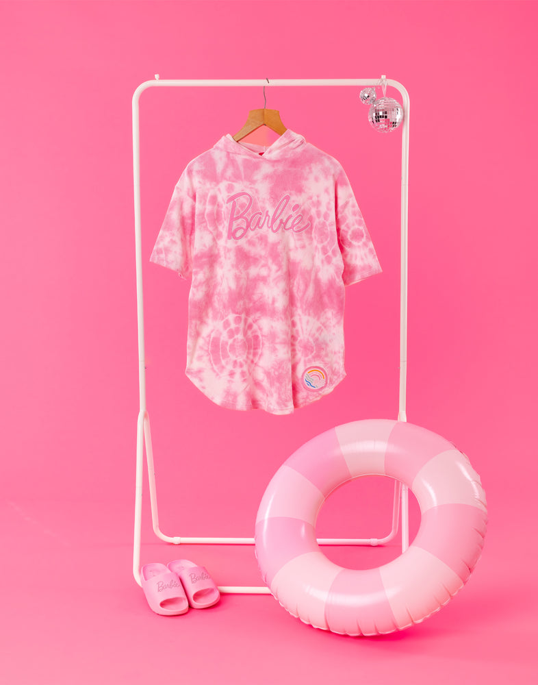 Barbie Girls Pink Tie Dye Towel Poncho Beach Cover Up