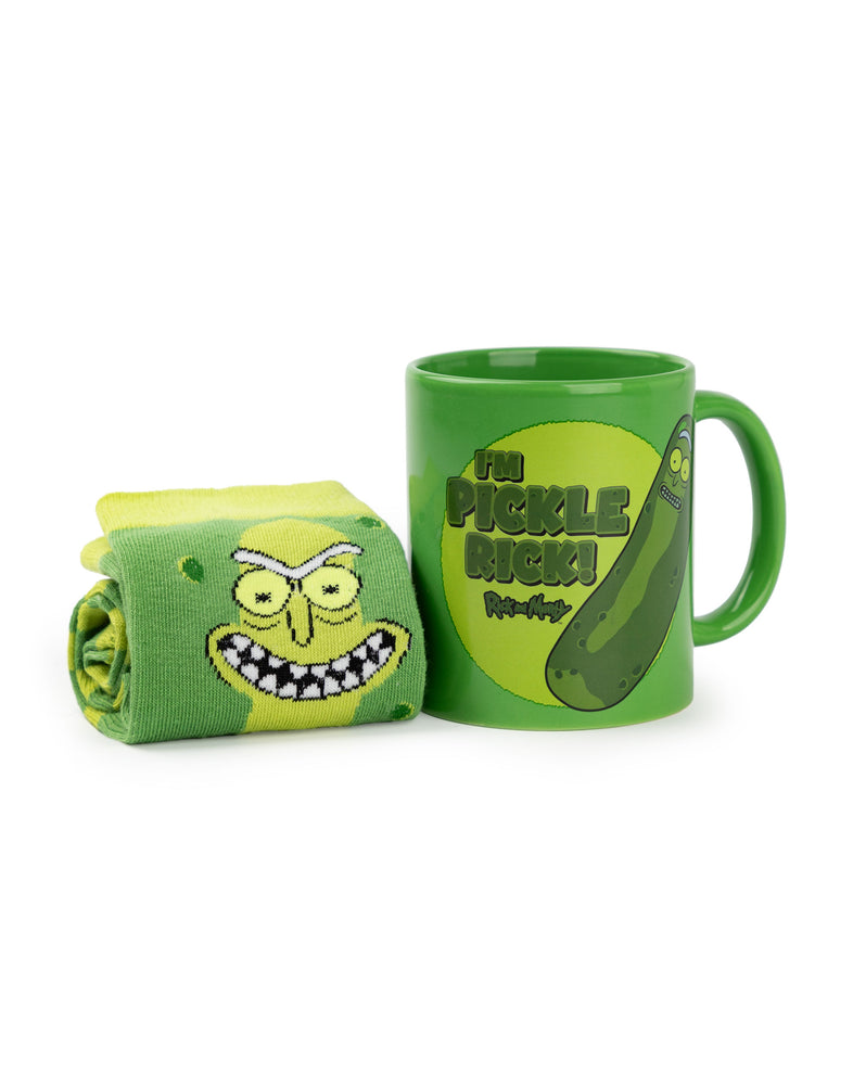 Rick And Morty Pickle Rick Mens Green Mug and Sock Gift Set