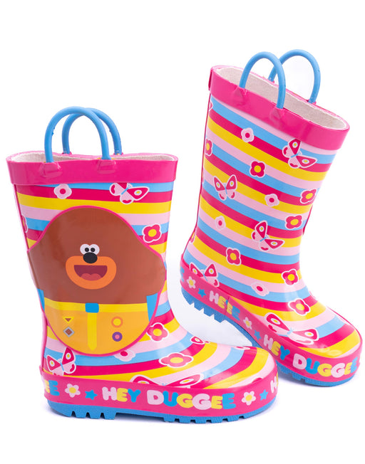 Hey Duggee Girls Pink Wellington Boots with Handles