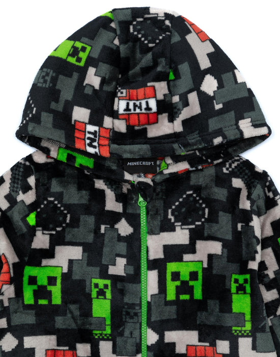 Minecraft Creeper & Tnt All-Over Print Boys Green Onesie