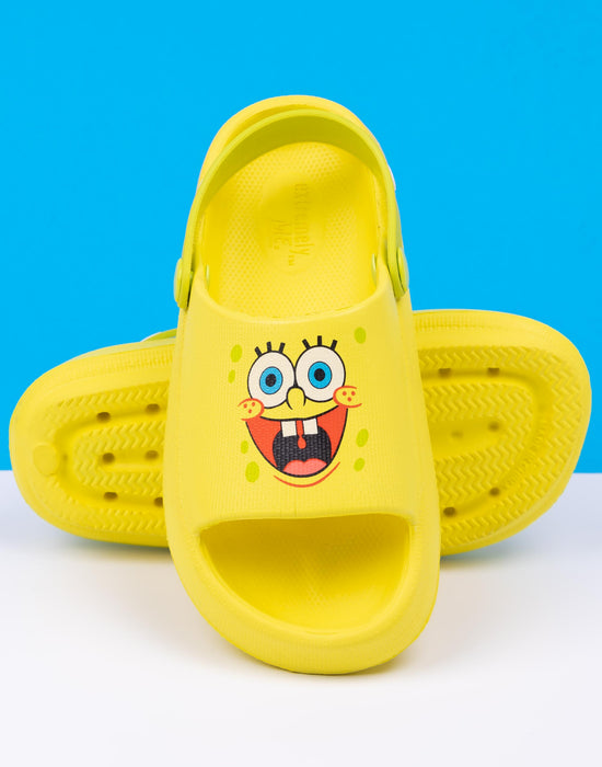 SpongeBob SquarePants Sliders Kids Yellow Animated Character Sandals