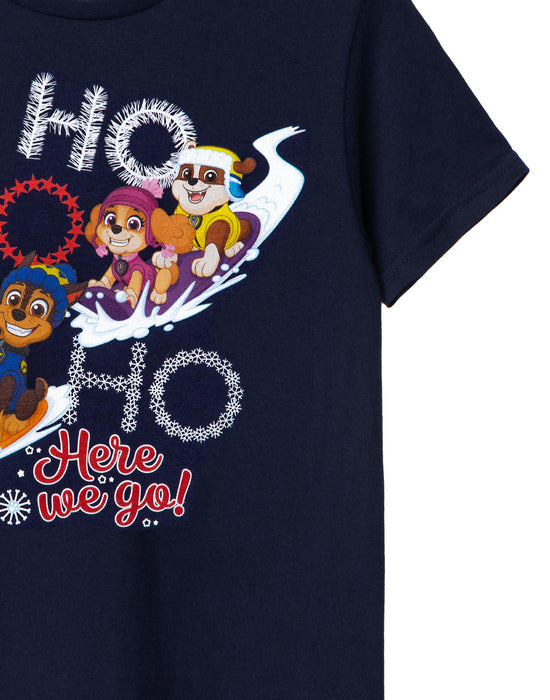 PAW Patrol Ho Ho Ho Kids Navy Short Sleeved T-Shirt