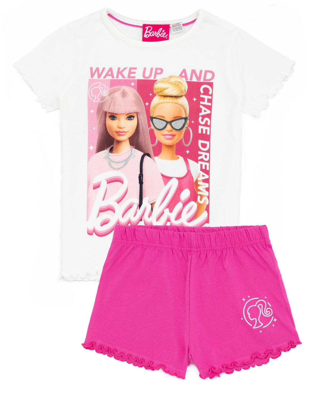 Barbie Girls Pink Short Sleeve T-Shirt and Shorts Pyjama Set — Vanilla ...