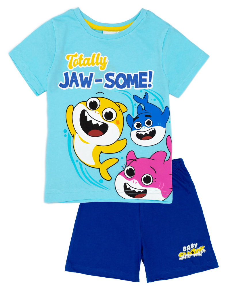 Baby Shark Boys Blue T Shirt and Shorts Pyjamas Vanilla Underground