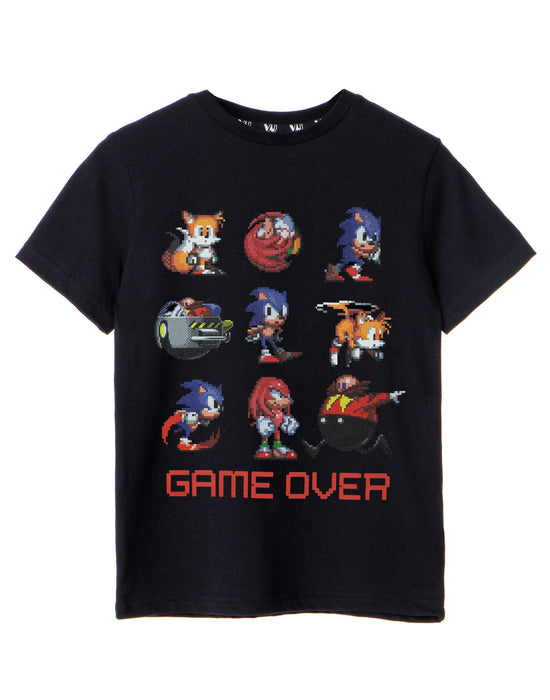 Sonic the Hedgehog Game Over Boys Black Short Sleeved T-Shirt