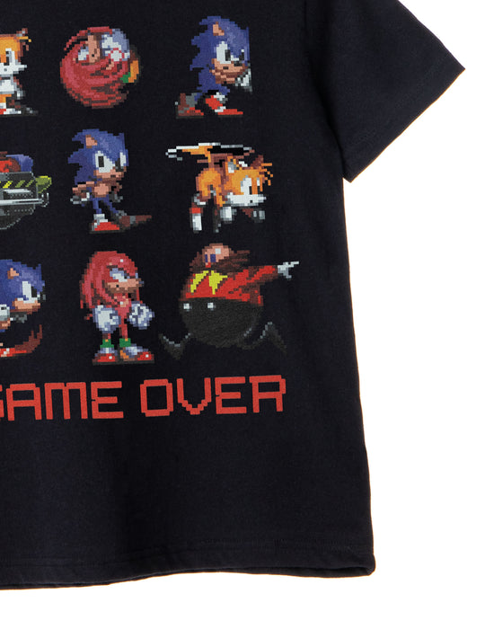 Sonic the Hedgehog Game Over Boys Black Short Sleeved T-Shirt