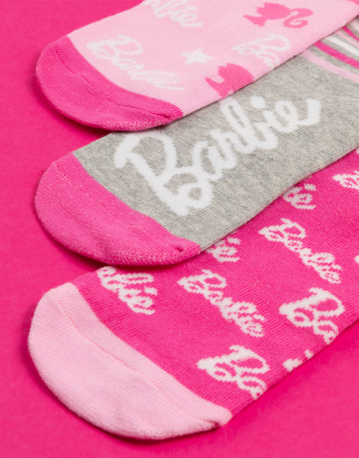 Barbie Stripe Logo Star Girls Multicoloured Calf Socks Set of 5