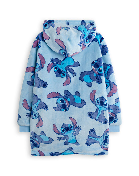 Disney Stitch Zip Through Girls Blue Zip Through Blanket Hoodie