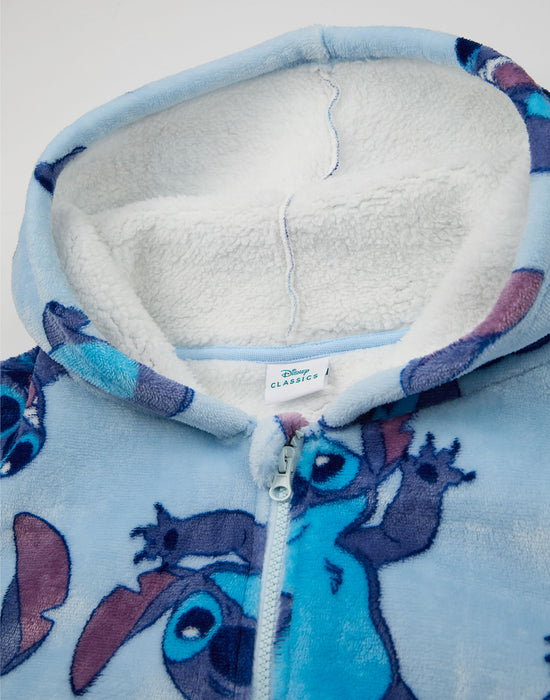 Disney Stitch Zip Through Girls Blue Zip Through Blanket Hoodie