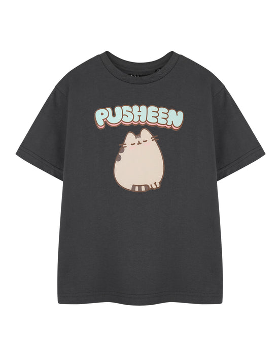 Pusheen Blush Girls Grey Short Sleeved T-Shirt