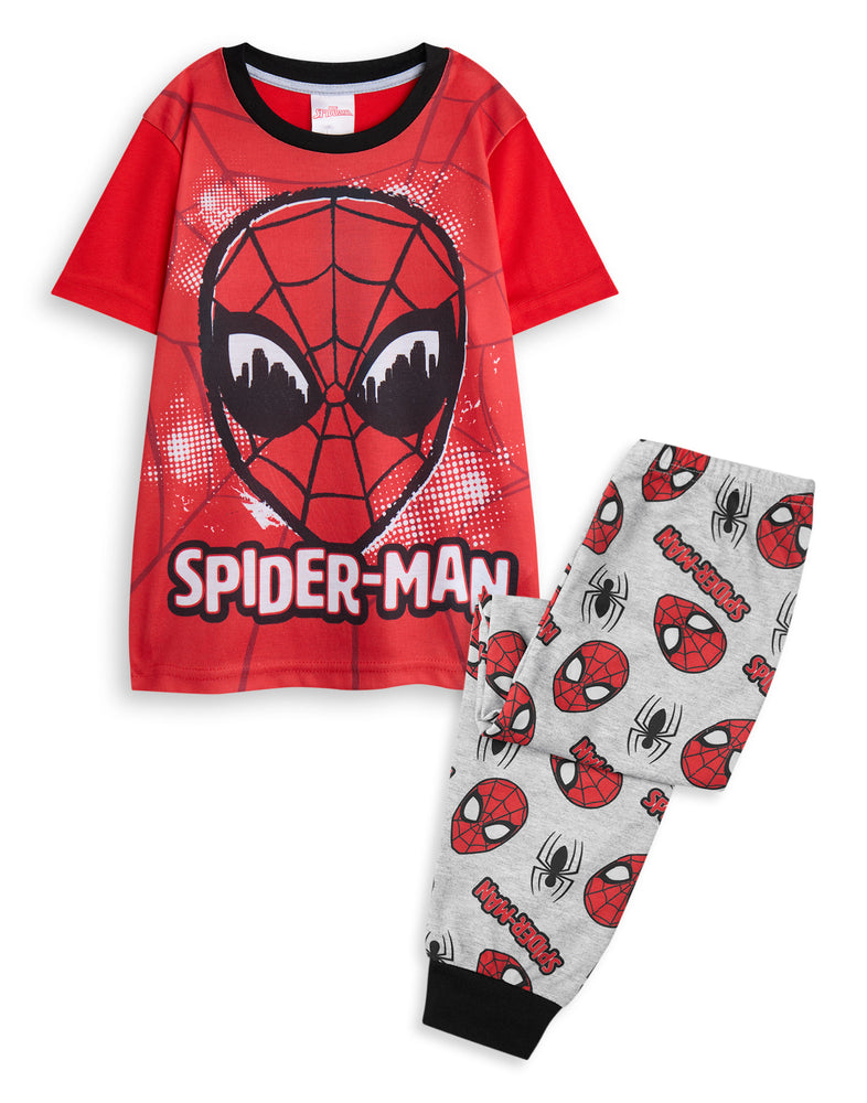 Marvel Character Face Boys Red Short Sleeve Long Leg Pyjama Set