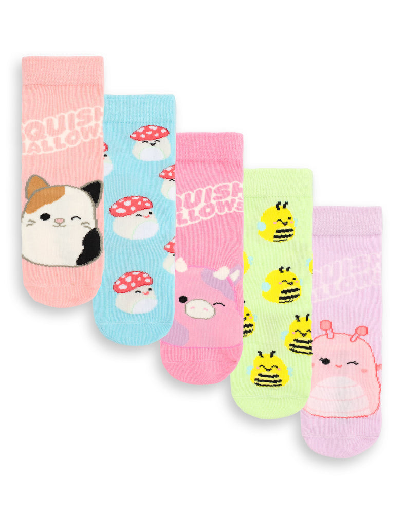 Squishmallows Multi Character Girls Multicoloured Calf Socks Set of 5