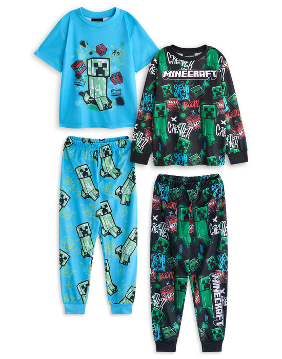 Minecraft Creeper Boys Multicoloured Multi-Pack of 2 Long Leg Pyjama Set