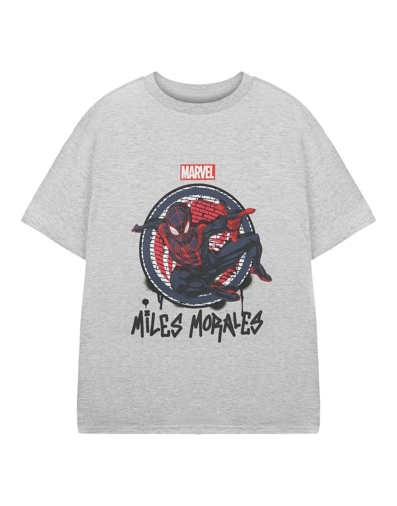 Marvel Spider-Man Miles Jump Boys Grey Short Sleeved T-Shirt