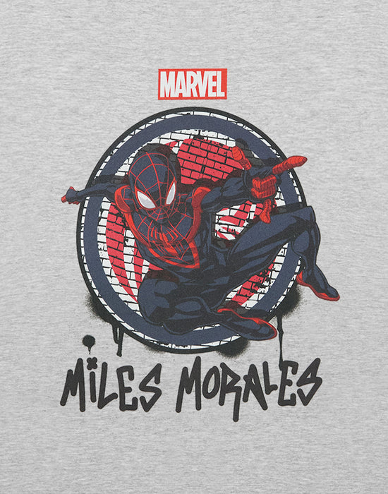 Marvel Spider-Man Miles Jump Boys Grey Short Sleeved T-Shirt