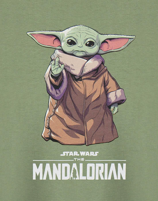 Star Wars The Mandalorian Grogu Boys Green Short Sleeved T-Shirt