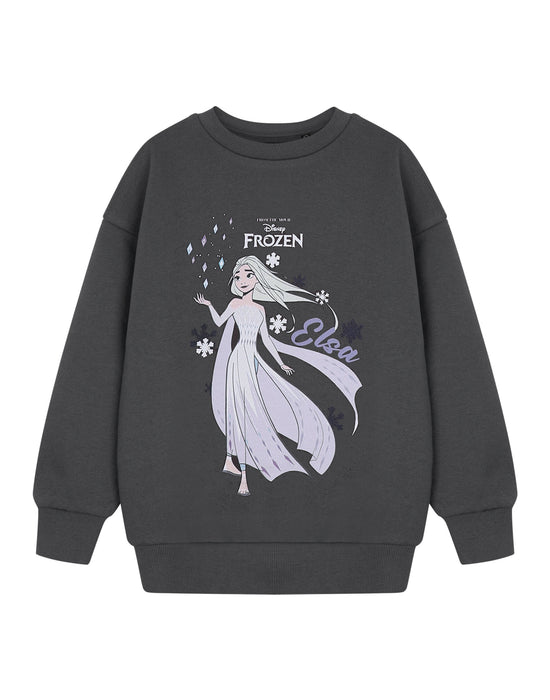 Disney Frozen Elsa Girls Grey Sweatshirt