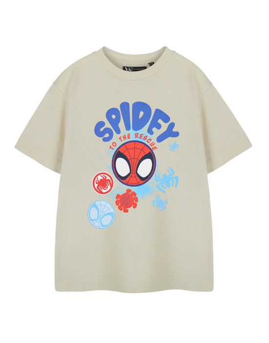 Spiderman Spidey and His Amazing Friends To The Rescue Boys Beige Short Sleeved T-Shirt