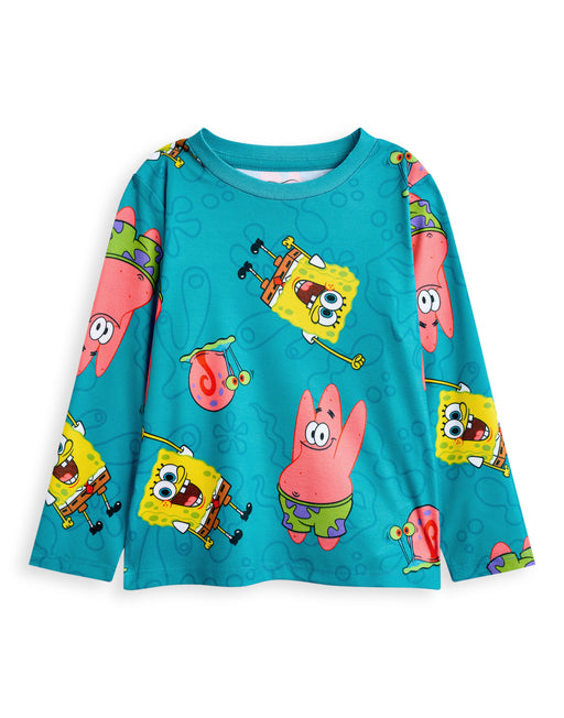 SpongeBob SquarePants Big Face And AOP Unisex Kids Multicoloured Multi-Pack of 2 Long Sleeve Long Leg Pyjama Set