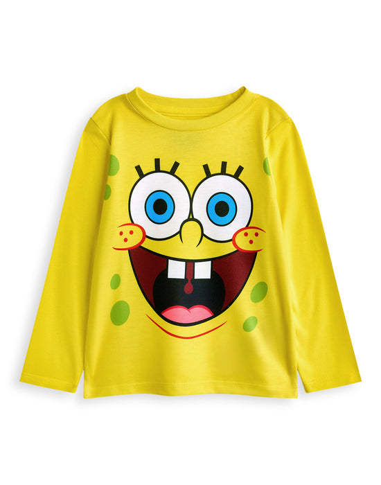 SpongeBob SquarePants Big Face And AOP Unisex Kids Multicoloured Multi-Pack of 2 Long Sleeve Long Leg Pyjama Set