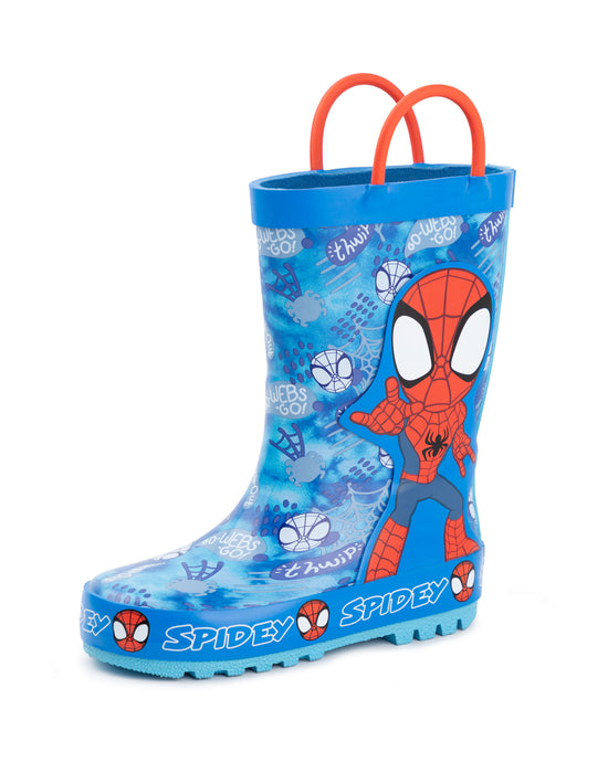 Marvel Spidey & Hits Amazing Friends Thwip Unisex Kids Blue Wellington Boots with Handles