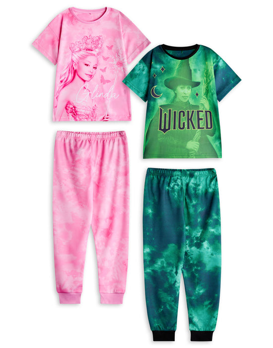 Wicked Glinda & Elphaba Girls Multicoloured Multi-Pack of 2 Short Sleeve Long Leg Pyjama Set