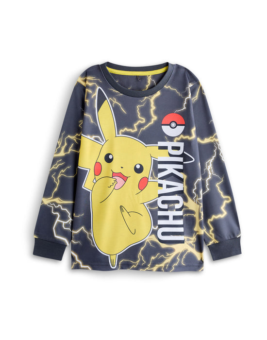 Pokemon Pikachu Boys Black Long Sleeve Long Leg Pyjama Set