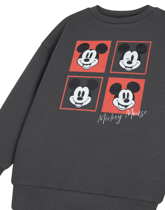 Disney Mickey Mouse Squares Boys Grey Sweatshirt