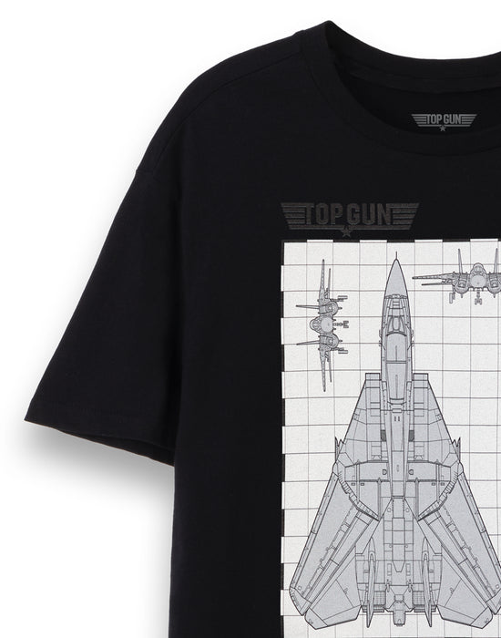 Top Gun Plane Blue Print Mens T-Shirt