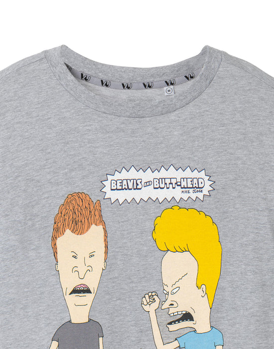 Beavis & Butthead Men's Grey Marl T-Shirt