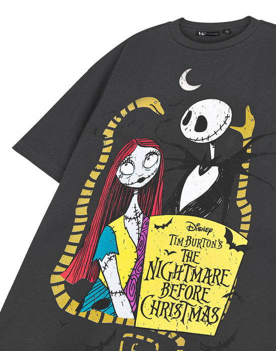 Disney Jack and Sally Unisex Grey Short Sleeved T-Shirt