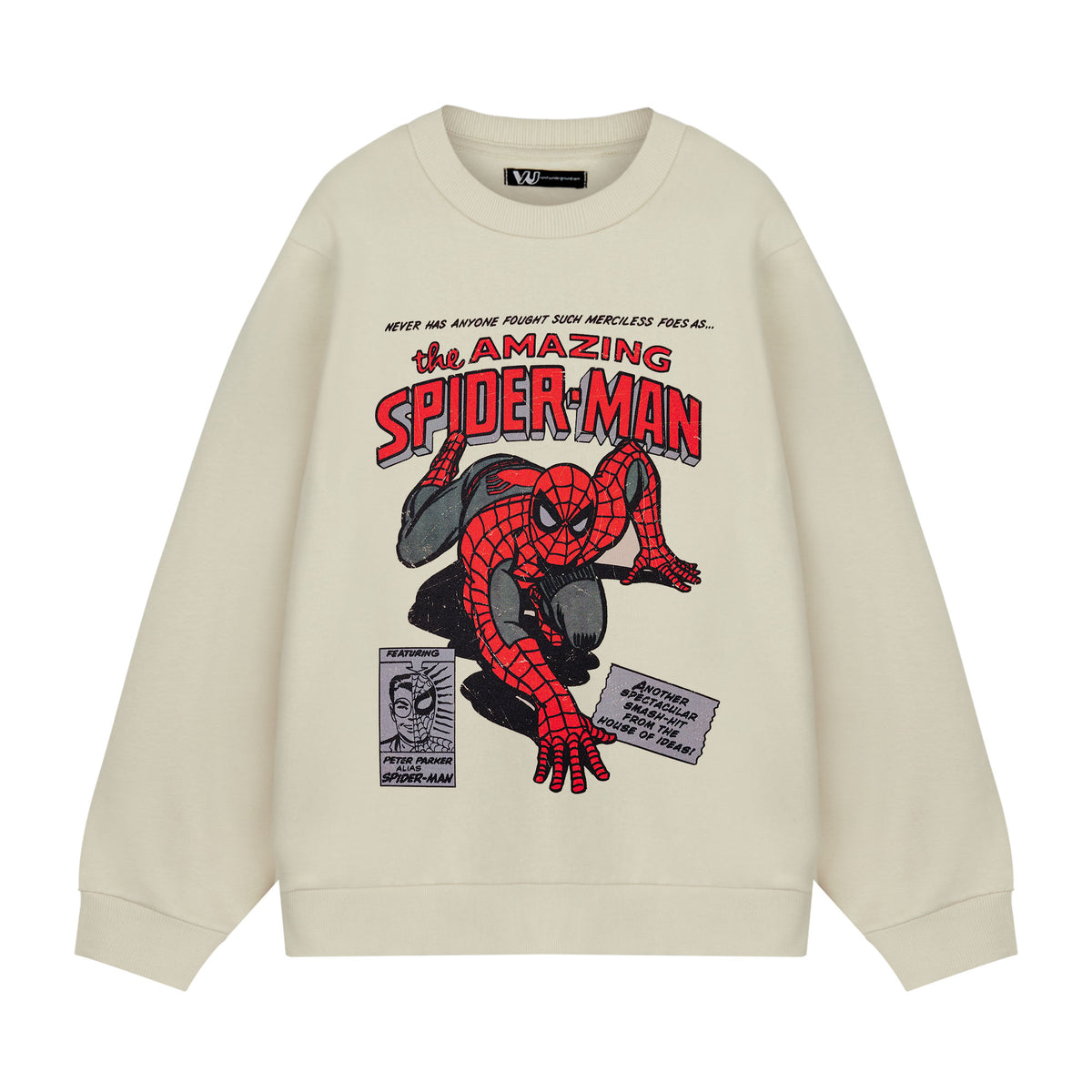 Marvel The Amazing Spiderman Mens Beige Sweatshirt Vanilla Underground