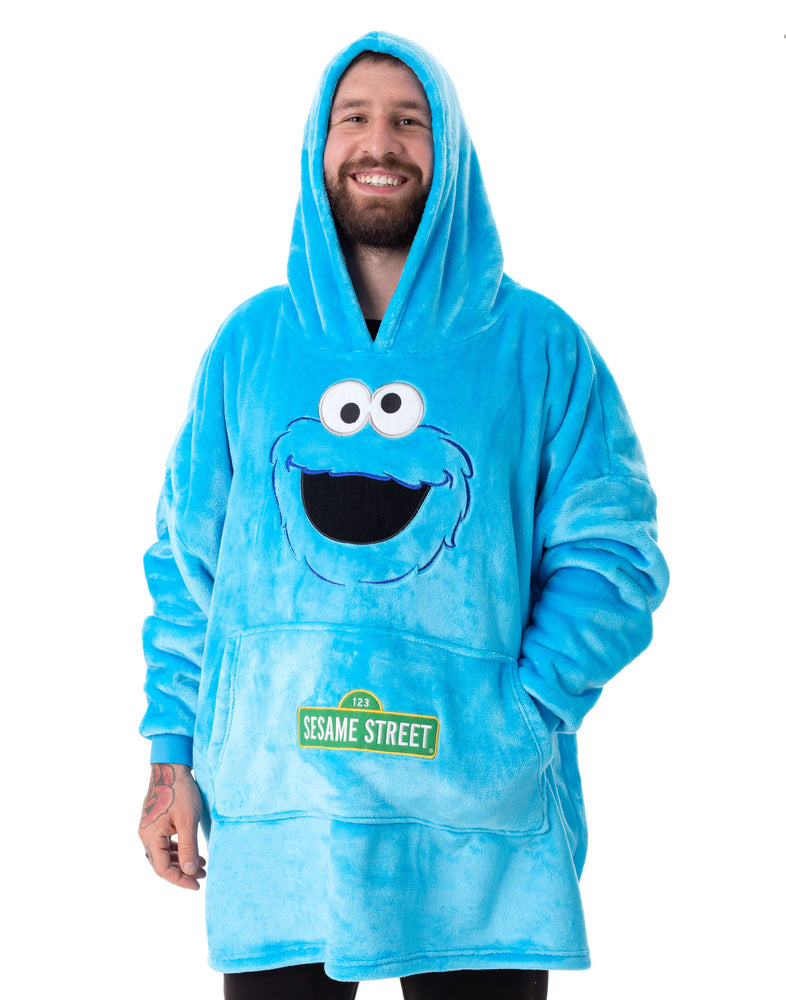 Sesame Street Cookie Monster Unisex Blue Blanket Hoodie