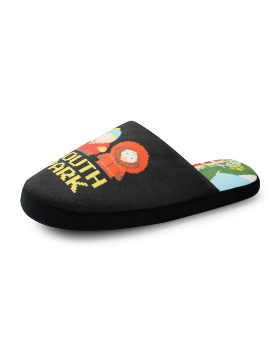 South Park Pixel Scene Mens Black Mule Slippers