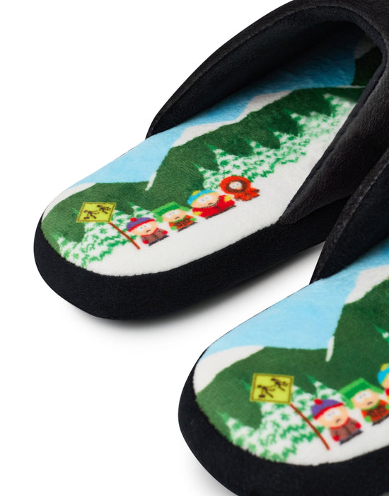 South Park Pixel Scene Mens Black Mule Slippers