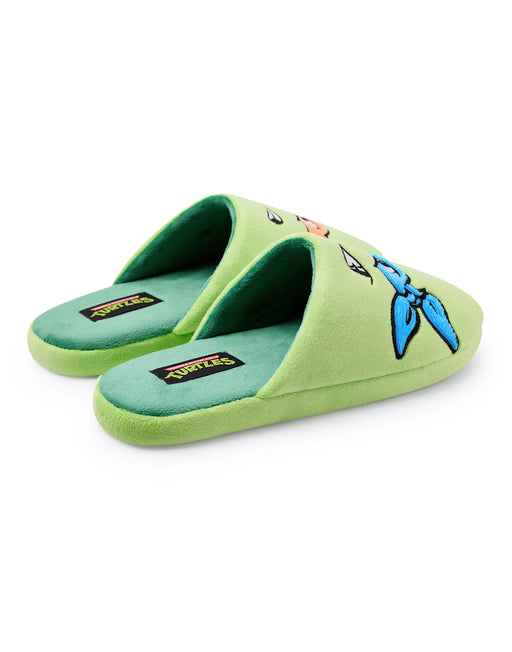 Teenage Mutant Ninja Turtles Character Face Mens Green Mule Slippers